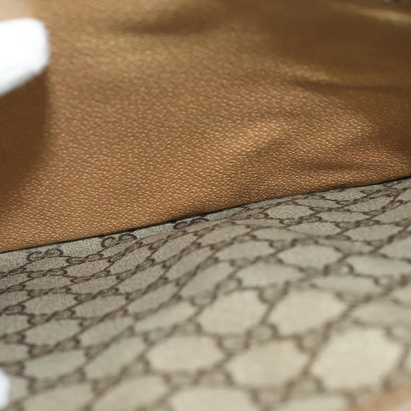 GUCCI GG Supreme Hand Bag PVC Vintage Beige Gold Auth 137795