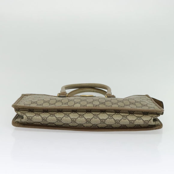 GUCCI GG Supreme Hand Bag PVC Vintage Beige Gold Auth 137795