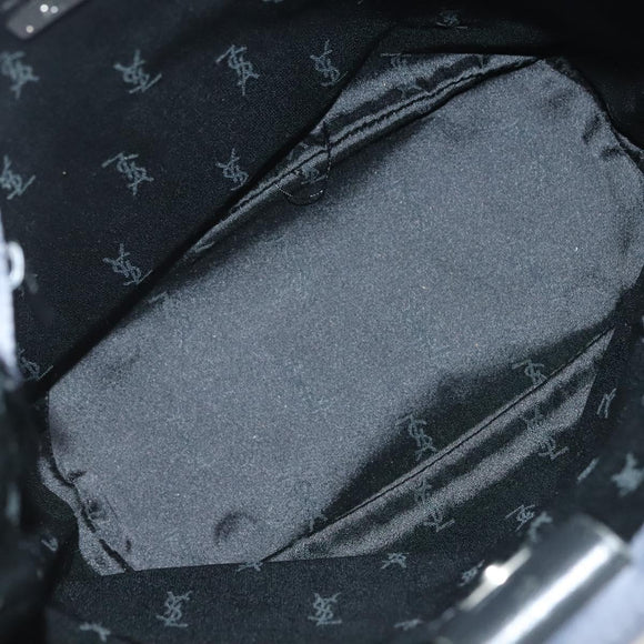 SAINT LAURENT Tote Bag Nylon Navy Silver Auth 137808