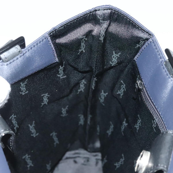 SAINT LAURENT Tote Bag Nylon Navy Silver Auth 137808