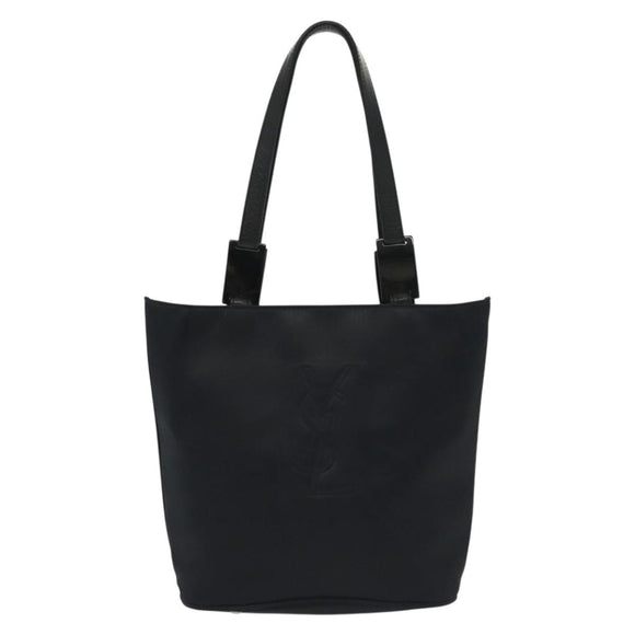 SAINT LAURENT Tote Bag Nylon Navy Silver Auth 137808