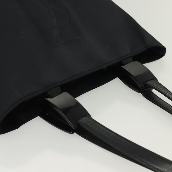 SAINT LAURENT Tote Bag Nylon Navy Silver Auth 137808