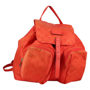 GUCCI GG Canvas Backpack Nylon Orange Silver 406361 Auth 137809