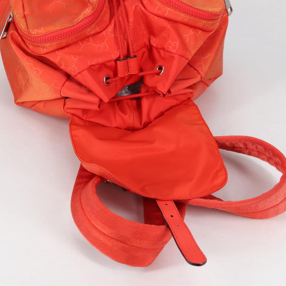 GUCCI GG Canvas Backpack Nylon Orange Silver 406361 Auth 137809
