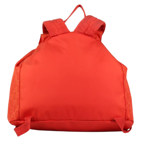 GUCCI GG Canvas Backpack Nylon Orange Silver 406361 Auth 137809
