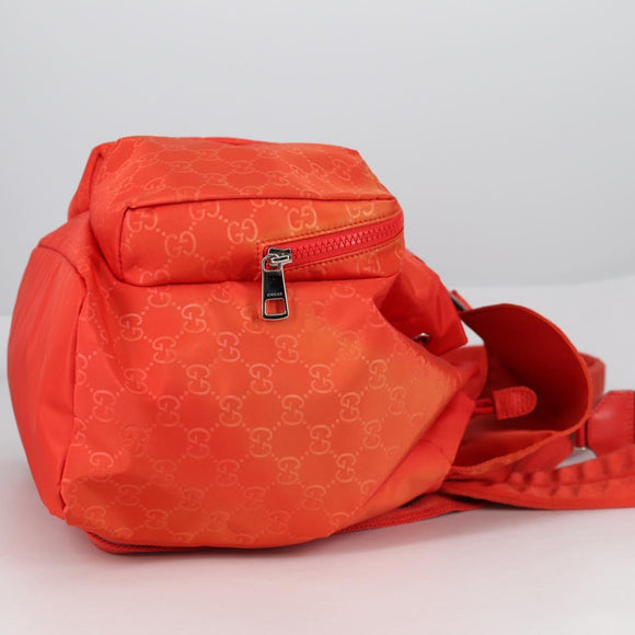 GUCCI GG Canvas Backpack Nylon Orange Silver 406361 Auth 137809