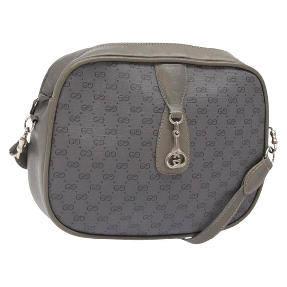 GUCCI Micro GG Supreme Shoulder Bag PVC Vintage Gray Silver Auth 137819