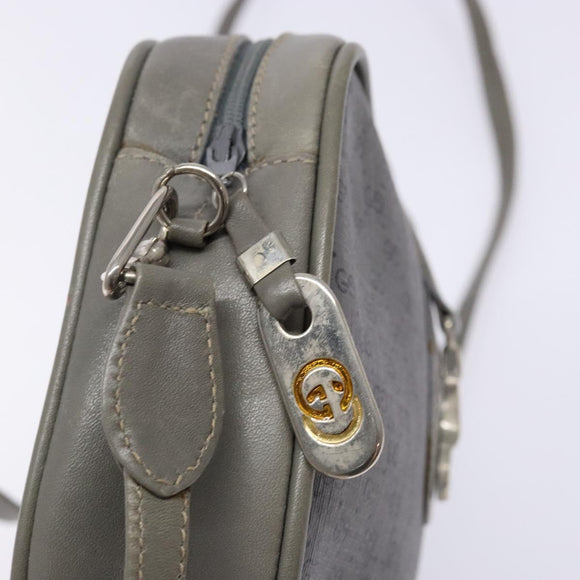 GUCCI Micro GG Supreme Shoulder Bag PVC Vintage Gray Silver Auth 137819