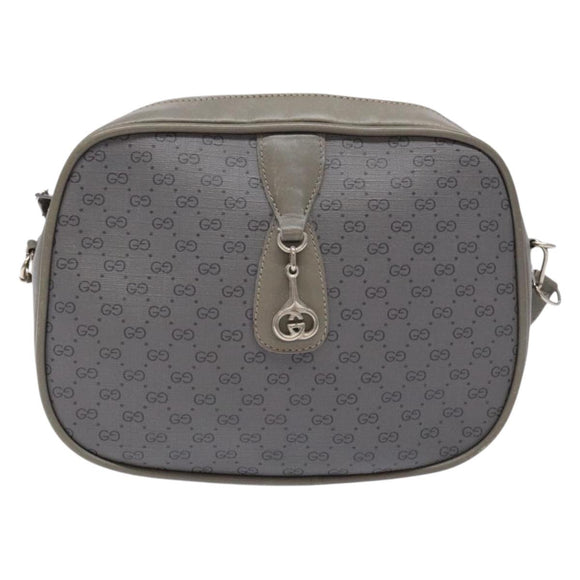 GUCCI Micro GG Supreme Shoulder Bag PVC Vintage Gray Silver Auth 137819