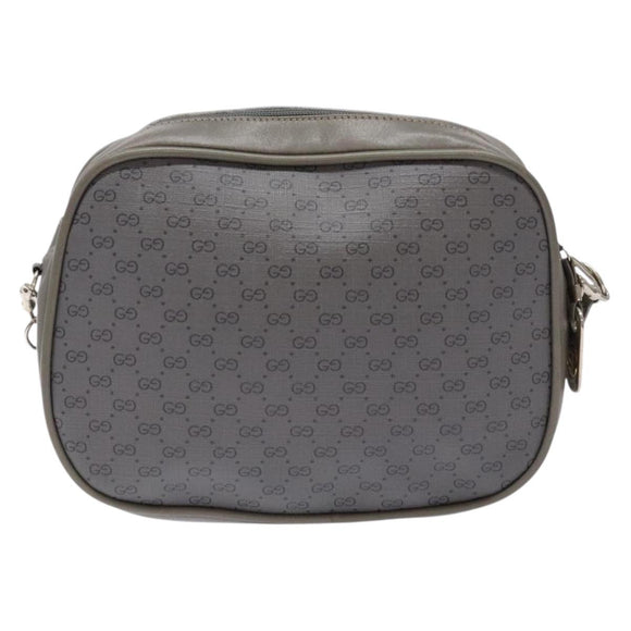 GUCCI Micro GG Supreme Shoulder Bag PVC Vintage Gray Silver Auth 137819