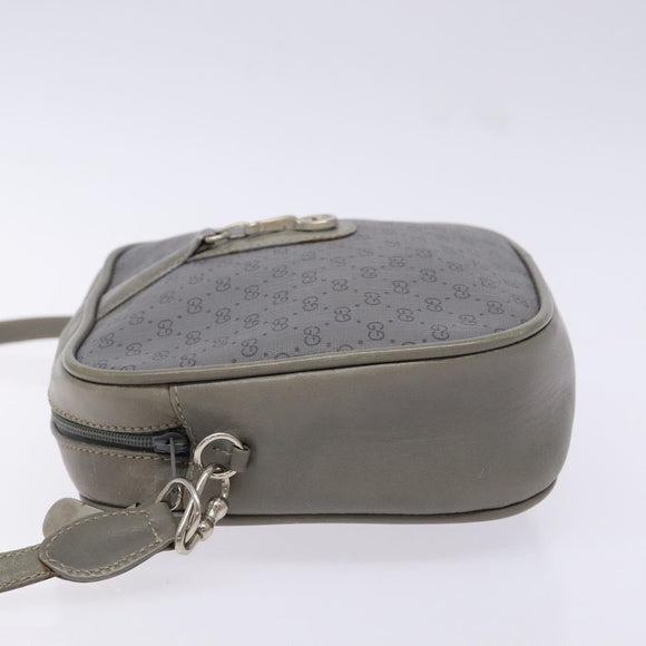 GUCCI Micro GG Supreme Shoulder Bag PVC Vintage Gray Silver Auth 137819