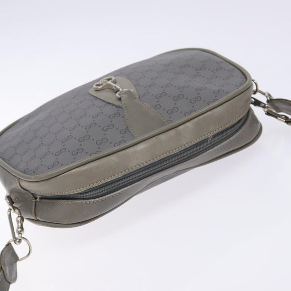 GUCCI Micro GG Supreme Shoulder Bag PVC Vintage Gray Silver Auth 137819
