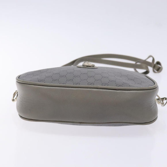 GUCCI Micro GG Supreme Shoulder Bag PVC Vintage Gray Silver Auth 137819