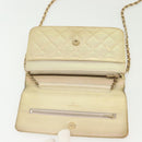 CHANEL Matelasse Chain Wallet Shoulder Bag Lamb Skin Gold Tone CC Auth 137823-15