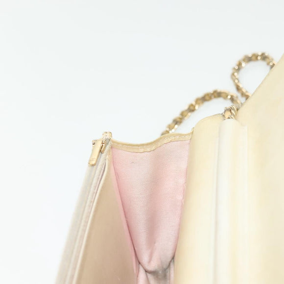 CHANEL Matelasse Chain Wallet Shoulder Bag Lamb Skin Gold Tone CC Auth 137823