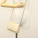 CHANEL Matelasse Chain Wallet Shoulder Bag Lamb Skin Gold Tone CC Auth 137823-26