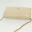 CHANEL Matelasse Chain Wallet Shoulder Bag Lamb Skin Gold Tone CC Auth 137823-6