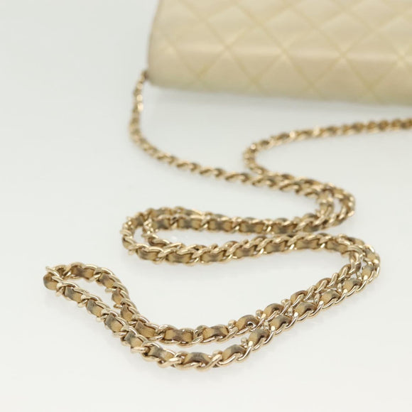 CHANEL Matelasse Chain Wallet Shoulder Bag Lamb Skin Gold Tone CC Auth 137823