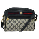 GUCCI GG Supreme Sherry Line Shoulder Bag PVC Navy Gold 119 02 087 Auth 137826-1