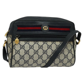 GUCCI GG Supreme Sherry Line Shoulder Bag PVC Navy Gold 119 02 087 Auth 137826