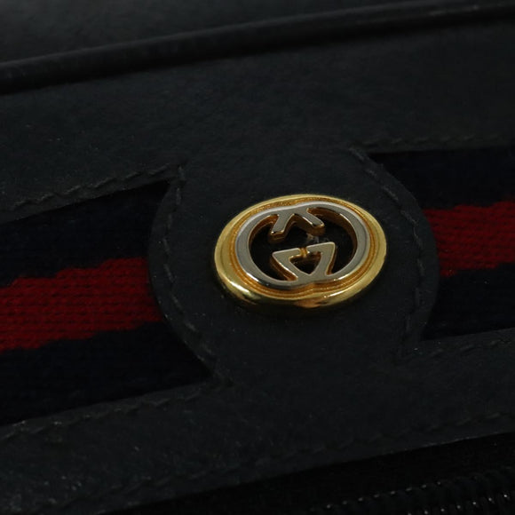 GUCCI GG Supreme Sherry Line Shoulder Bag PVC Navy Gold 119 02 087 Auth 137826