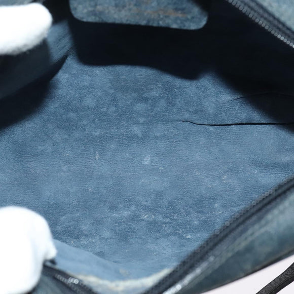 GUCCI GG Supreme Sherry Line Shoulder Bag PVC Navy Gold 119 02 087 Auth 137826