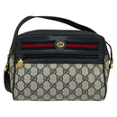 GUCCI GG Supreme Sherry Line Shoulder Bag PVC Navy Gold 119 02 087 Auth 137826-13