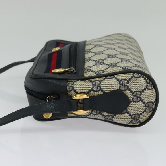 GUCCI GG Supreme Sherry Line Shoulder Bag PVC Navy Gold 119 02 087 Auth 137826