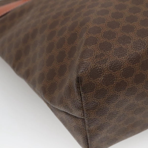 CELINE Macadam Canvas Tote Bag PVC Leather Brown Gold Auth 137828