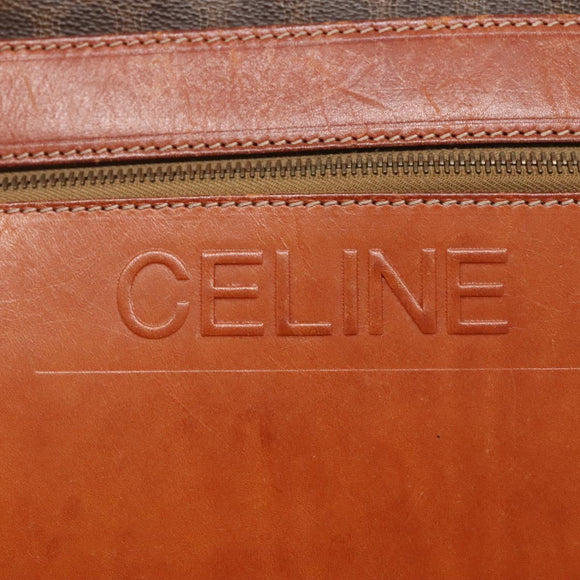 CELINE Macadam Canvas Tote Bag PVC Leather Brown Gold Auth 137828