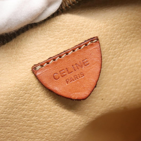 CELINE Macadam Canvas Tote Bag PVC Leather Brown Gold Auth 137828