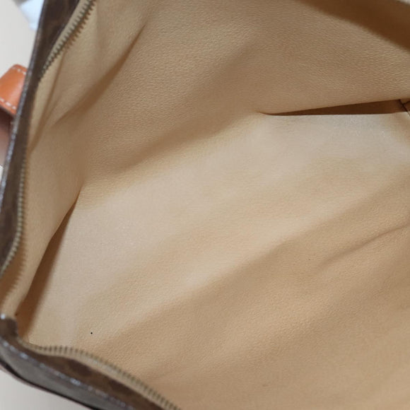 CELINE Macadam Canvas Tote Bag PVC Leather Brown Gold Auth 137828