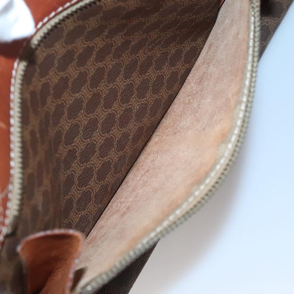 CELINE Macadam Canvas Tote Bag PVC Leather Brown Gold Auth 137828