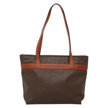CELINE Macadam Canvas Tote Bag PVC Leather Brown Gold Auth 137828 - 0