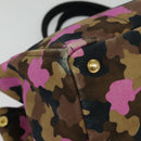 PRADA Camouflage Canapa GM Hand Bag Canvas Purple Gold Auth 137846-14