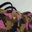 PRADA Camouflage Canapa GM Hand Bag Canvas Purple Gold Auth 137846-16