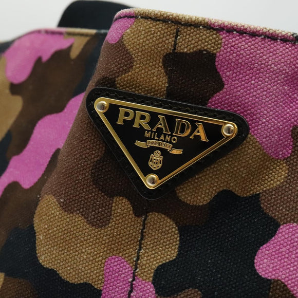 PRADA Camouflage Canapa GM Hand Bag Canvas Purple Gold Auth 137846