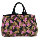 PRADA Camouflage Canapa GM Hand Bag Canvas Purple Gold Auth 137846-13