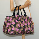PRADA Camouflage Canapa GM Hand Bag Canvas Purple Gold Auth 137846-22