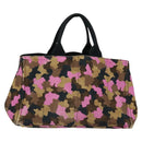 PRADA Camouflage Canapa GM Hand Bag Canvas Purple Gold Auth 137846-2