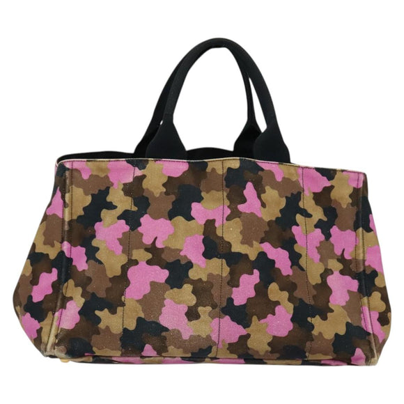 PRADA Camouflage Canapa GM Hand Bag Canvas Purple Gold Auth 137846