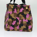 PRADA Camouflage Canapa GM Hand Bag Canvas Purple Gold Auth 137846-3