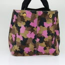 PRADA Camouflage Canapa GM Hand Bag Canvas Purple Gold Auth 137846-4