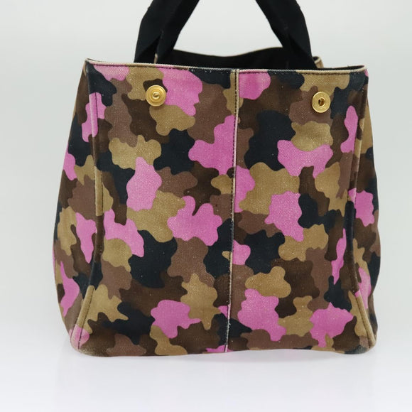 PRADA Camouflage Canapa GM Hand Bag Canvas Purple Gold Auth 137846