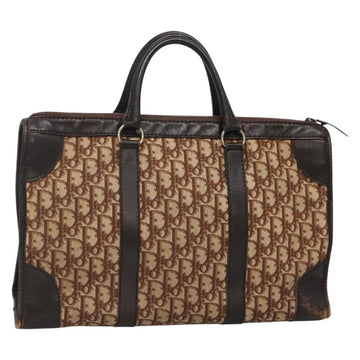 Christian Dior Trotter Canvas Hand Bag Brown Gold Auth 137848