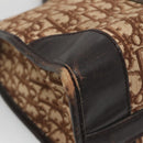 Christian Dior Trotter Canvas Hand Bag Brown Gold Auth 137848-14