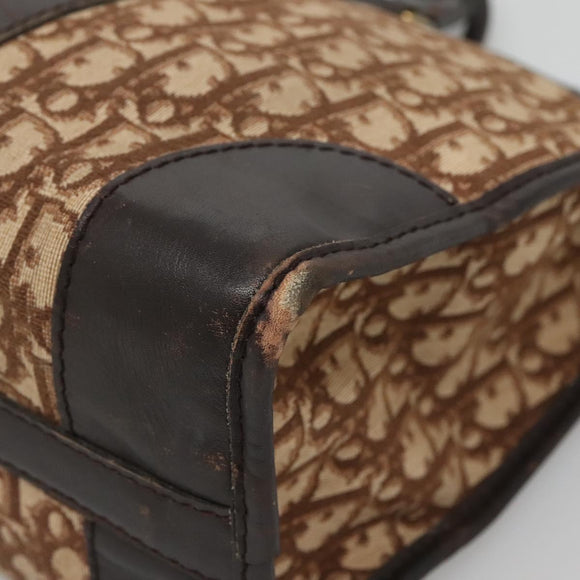Christian Dior Trotter Canvas Hand Bag Brown Gold Auth 137848