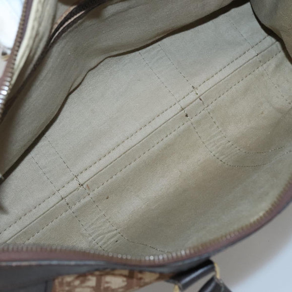 Christian Dior Trotter Canvas Hand Bag Brown Gold Auth 137848