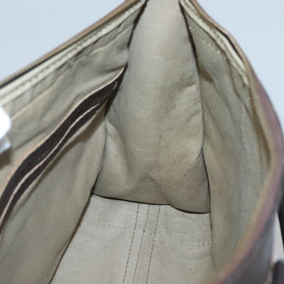 Christian Dior Trotter Canvas Hand Bag Brown Gold Auth 137848