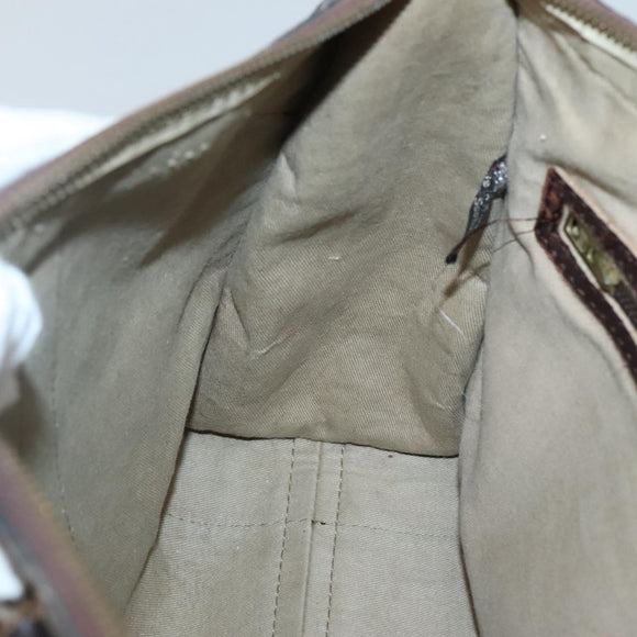 Christian Dior Trotter Canvas Hand Bag Brown Gold Auth 137848